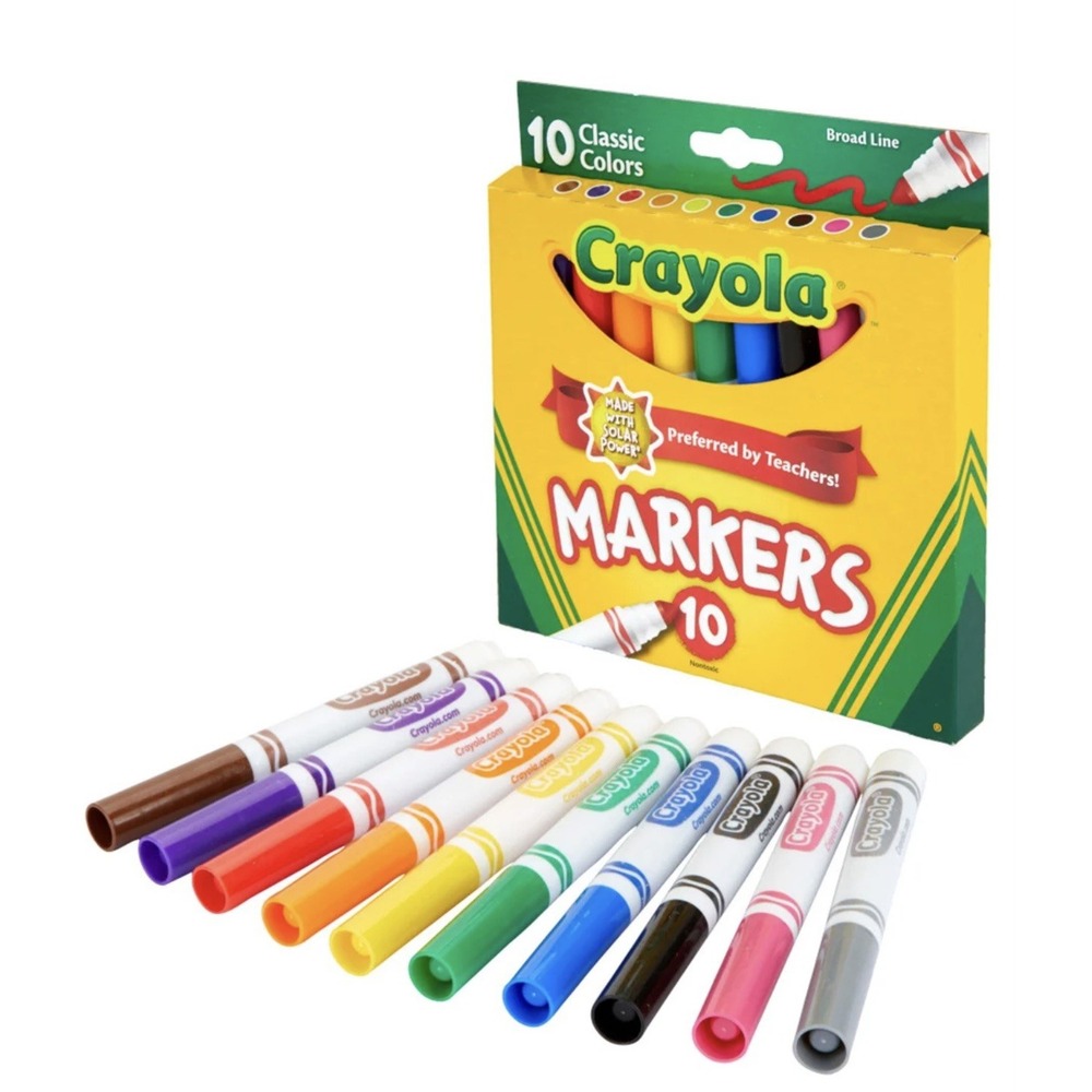 Crayola Broad Line Markers Classic Colors Teachers Kids School Supplies, 10 Ct - Picture 2 of 3
